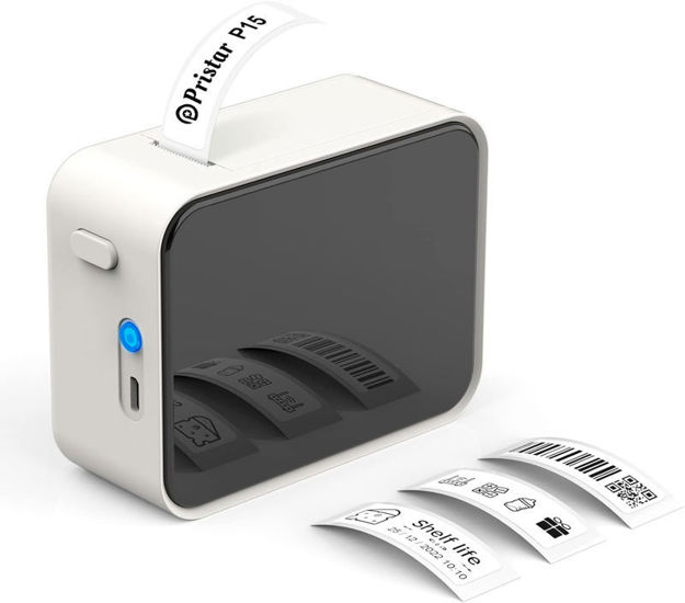 Picture of P15 Etikettiergerät Bluetooth Beschriftungsgerät Selbstklebend Wiederaufladbar Etikettendrucker, Labeldrucker für iOS&Android, Geeignet für Zuhause Schule Büro, Weiß