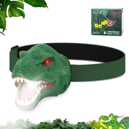 Picture of Dinosaur Headlamp for Kids Flashlight Led Headlights Roar & Silent Mode, T-Rex Dinosaur Toys, Camping Gear, Gifts for Boys Girls Adults