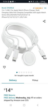 Picture of 3 in 1 USB C for Apple Watch iPhone Charger
