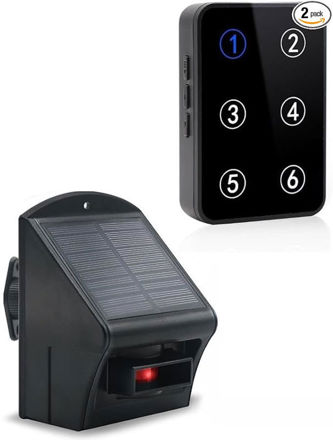 Picture of Solar Wireless Driveway Alarm, Weather Resistant Outdoor Motion Sensor Alarm with Receiver and 1 Detector, Weatherproof Outside Wireless Driveway Sensor with Rechargeable Battery
