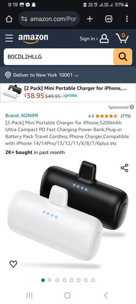 Picture of [2-Pack] Mini Portable Charger for iPhone,5200mAh Ultra Compact PD Fast