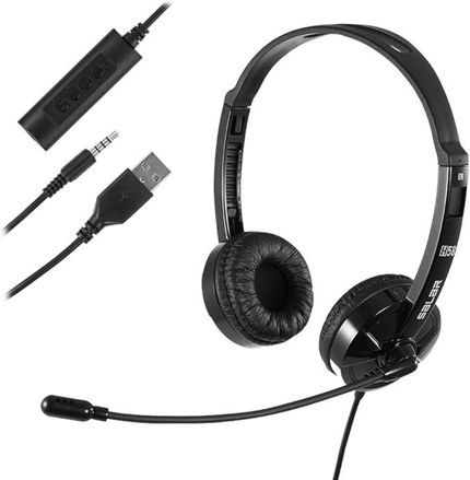 Picture of Microphone Cancelling Controls Headphone Business 1 Black