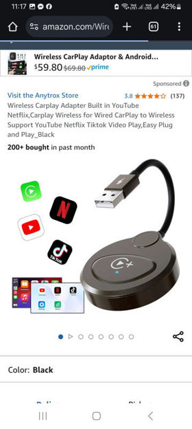 Picture of Wireless Carplay Adapter YouTube Play_Black