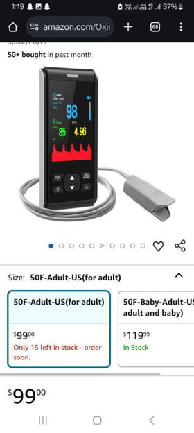 Picture of Oximeter Fingertip Handheld Continuous Saturation