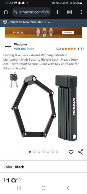 Picture of Folding Bike Lock Patented Lightweight