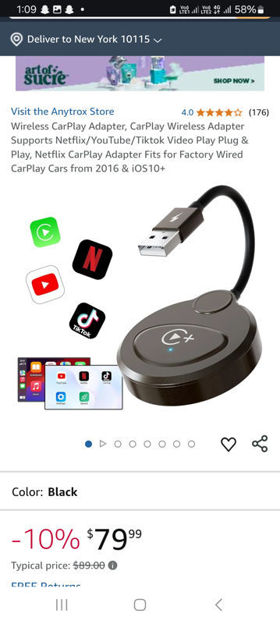 Picture of Wireless Carplay Adapter YouTube Play_Black