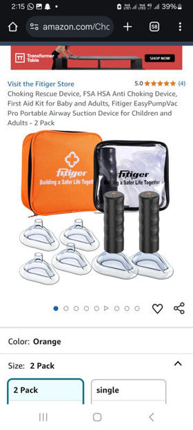 Picture of Choking Fitiger EasyPumpVac Portable Children