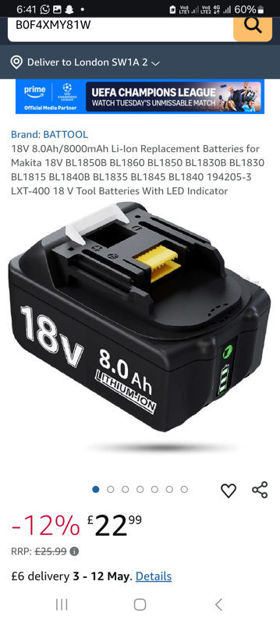 Picture of 8000mAh Replacement Batteries 194205 3 Indicator