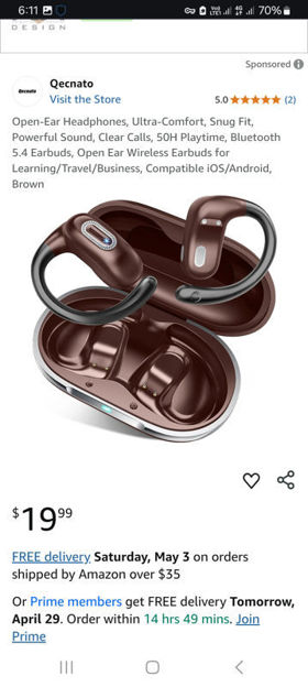 Picture of Open Ear Headphones Ultra Comfort Bluetooth Compatible