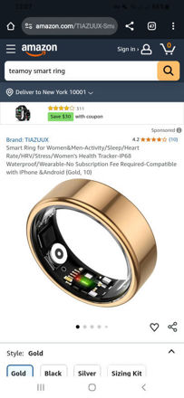 Picture of TIAZUUX Smart Ring Men Activity Required Compatible