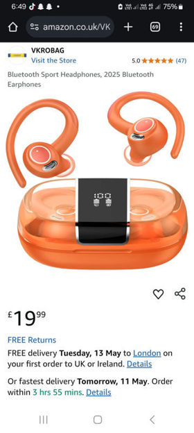 Picture of VKROBAG Bluetooth Sport Headphones Earphones Orange