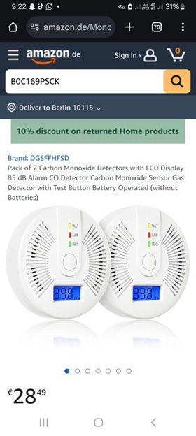 Picture of Monoxide Detectors Detector Operated Batteries