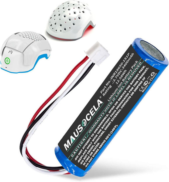 Picture of 3400mAh Helmet INR18650-1S1P Replacement Battery, Compatible with Theradome LH40, LH80, LH80 Pro, Part No.: INR18650-1S1P