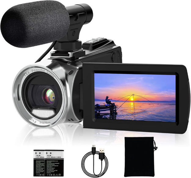 Picture of Video Camera Camcorder 4K 48MP Digital Vlogging Camera for YouTube 18X Digital Zoom 270°Rotation 3.0" LCD Screen Video Recorder for Kids, Teens,Students, Beginners, Elders with Microphone &2 Batteries