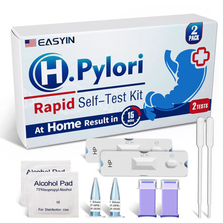 Picture of H Pylori Test Kit: 2 Pack Helicobacter Pylori Test at Home Results in 10-15 Minutes - Fast & Highly Accurate, Easy to use & Read H-Pylori Test Kit