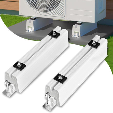 Picture of Minisplit Floor Mounting Base: Ground Stand Anti-Vibration Condenser Pads for 12000BTU, 24000BTU Air Conditioner, Heat Pump, Support Up to 485 lbs,Mini Split Pad for Outdoor Condenser Units