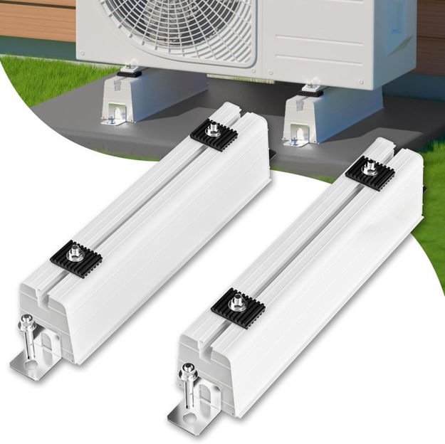 Picture of Minisplit Floor Mounting Base: Ground Stand Anti-Vibration Condenser Pads for 12000BTU, 24000BTU Air Conditioner, Heat Pump, Support Up to 485 lbs,Mini Split Pad for Outdoor Condenser Units