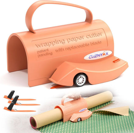 Picture of Wrapping Paper Cutter with 3 Replaceable Blades, Slider Wrap Cutter for Gift Wrapping Accessories, Gift Wrap Cutter Tool for Holiday Birthday Christmas Gift Wrapping Women Men