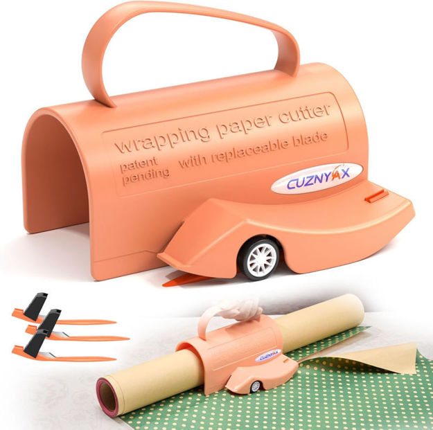 Picture of Wrapping Paper Cutter with 3 Replaceable Blades, Slider Wrap Cutter for Gift Wrapping Accessories, Gift Wrap Cutter Tool for Holiday Birthday Christmas Gift Wrapping Women Men