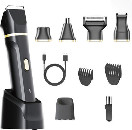 Picture of 5-in-1 Electric Bikini Trimmer for Women, Painless Razor with Replaceable Heads for Face, Legs, Underarms, Nose & Bikini Area, IPX7 Waterproof, USB Rechargeable (B1)