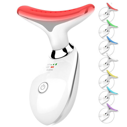 Picture of 7 Color Face and Neck Massager Light Therapy, Red Light Based Facial Massager for Skin Care, Firming, Smoothing (White)