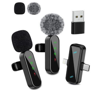 Picture of Wireless Lavalier Microphone Recording Reduction Black H16