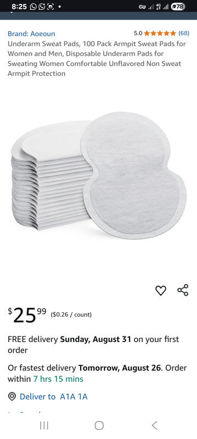 Picture of Underarm Disposable Comfortable Unflavored Protection