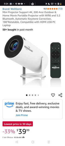 Picture of WellSonic Projector Correction 180%C2%B0Rotatable Compatible